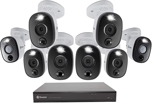 Swann 16 Canal 8 Sistema De Seguridad Dvr De Cámara Vigilancia Con Cable 4K Hd Dvr-5580 + 2Tb Hdd Captura De Audio Visión Nocturna De Color Luz De SWDVK-1655808WL-US