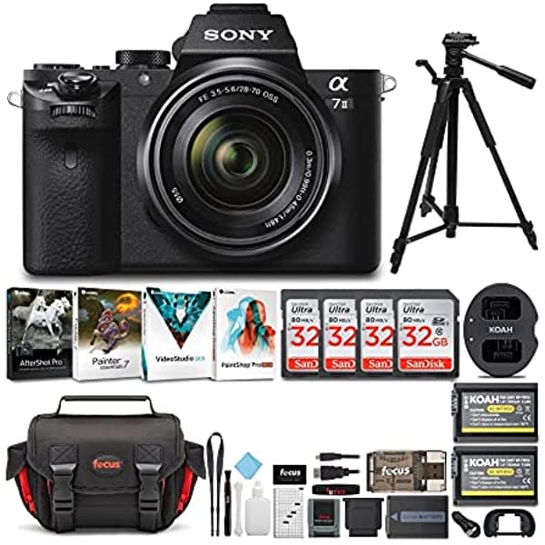 Sony Alpha A7II Cámara Digital Sin Espejo con Lente 28-70 mm f/3.5-5.6 Kit de Software Corel Bolso para Cámara Trípode de 57 Pulgadas Batería Recarg ILCE7M2K/B