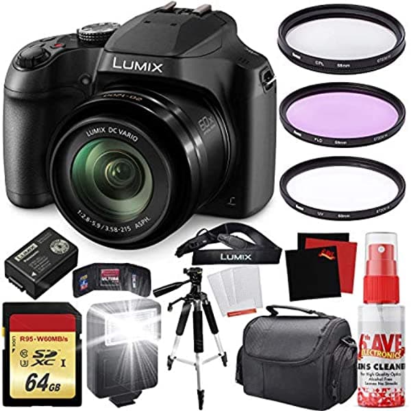 Panasonic Lumix Dc-Fz80 Cámara Digital + Caja De Transporte + 64Gb Bundle De Tarjeta De Memoria DC-FZ80K