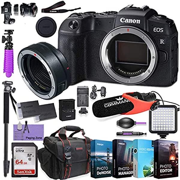 Canon Cámaras Digitales Sin Espejo Eos Rp (Solo Cuerpo) Y Adaptador De Montaje Ef-Eos R Bundled Con Accesorios De Lujo Como Software De Edición De Fot Canon EOS RP