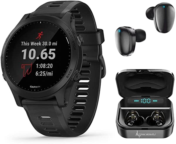 Garmin Forerunner 945 Premium GPS Running/Triatlón Smartwatch Incluye Wearable4U Auriculares con Paquete de Estuches de Carga (Negros + Auriculares) 1201