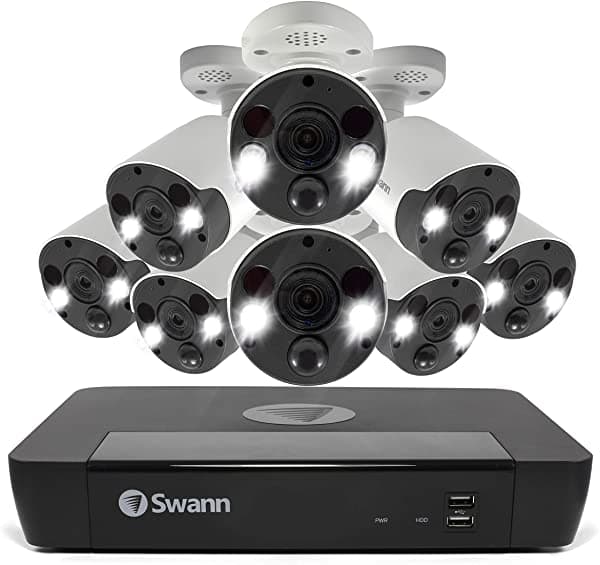 Swann Home Seguridad Camara System 8 Cámaras 8 Canales Poe Nvr 4K Ultra Hd Video Vigilancia Audio De Dos Vías Indoor/Cctv Con Cable Al Aire Libre Lu SWNVK-886808FB-US