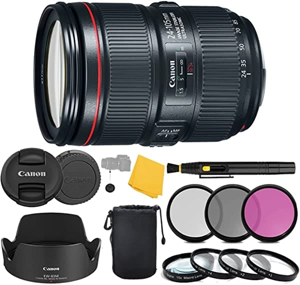 AOM Canon Ef 24-105 Mm F/4L Is Ii Usm Lente + 3 Piezas Filtro Conjunto De Filtros Close Up Macro Filters + Lente Cleaning Pen + Pro Accesorio Bundle - 24-10 EF 24-105mm F/4 L II Advanced Kit