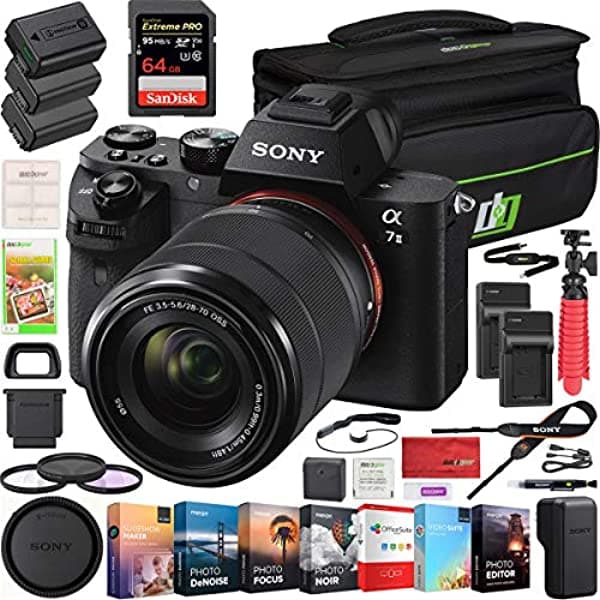 Sony A7 Ii Cámara Digital Sin Espejo Alpha A7Ii Ilce-7M2/K Con Fe 1.102-2.756 In F3.5-5.6 Kit De Lente Oss Y Deco Gear Profesional Photo Video Camara Case 2X Batería Extra Edición De Energía E16SNILCE7M2KB