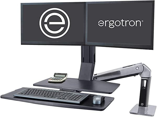 Ergotron - Workfit -Una Estación De Trabajo Dual Con Superficie De Trabajo - Para Mesas - 23 Pulgadas Aluminio Pulido 24-316-026