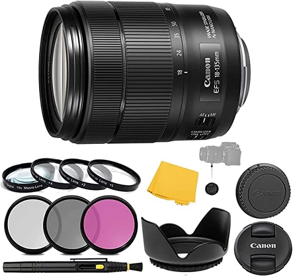 AOM Canon Ef-S 18-135 Mm F/3.5-5.6 Es Lente Nano Usm + 3 Piezas De Filtro Conjunto De Filtros + 4 Piezas Macro Filtros + Lente De Lente + Paquete De Acces EF-S 18-135mm IS Nano USM Pro Kit