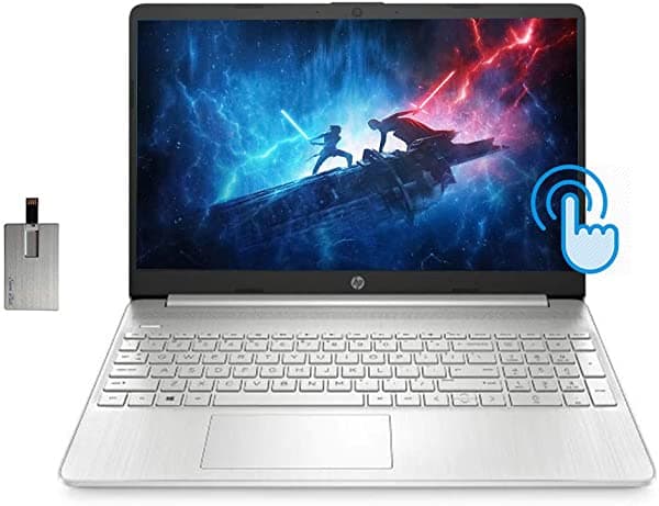 HP 2021 Notebook 15.6" FHD IPS Pantalla Táctil 10ª Generación Intel Core i5-1035G1 Procesador 12GB RAM 256GB SSD HD Audio HD Webcam Intel UHD Graphics 620 Win 10 Silver 32GB Snowbell Tarjeta USB