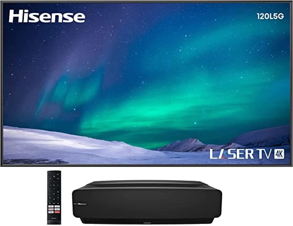 Hisense 120L5G 4K Ultra Short Láser Tv Con Pantalla Alr De 120 Pulgadas 2700 Lúmenes Ansi Tv Android Hdr10 Alexa Incorporado Y Asistente De Google