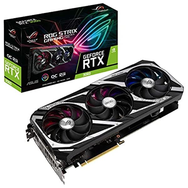 Asus ROG Strix Nvidia GeForce RTX 3060 V2 OC Edition Placa de Video Gamer PCIe 4.0 12GB GDDR6 HDMI 2.1 DisplayPort 1.4a Diseño de Ventilador ROG-STRIX-RTX3060-O12G-V2-GAMING