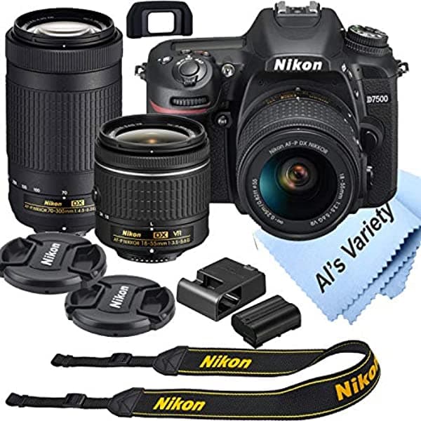 Nikon D7500 - Kit De Cámara Dslr Con Vr De 0.709-2.165 In + Lentes De Zoom De 2.756-11.811 In | Wi-Fi Integrado | Sensor Cmos De 20.9 Mp | Expeed 5 Procesador De Imagen Y Full Hd 1080P | Conectividad Bluetooth Snapbridge