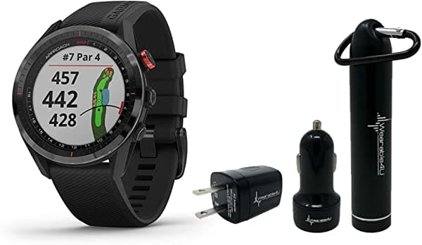 Garmin Approach S62 Premium Gps Reloj De Golf Y Paquete Wearable4U (Paquete Powerbank Negro/Negro)