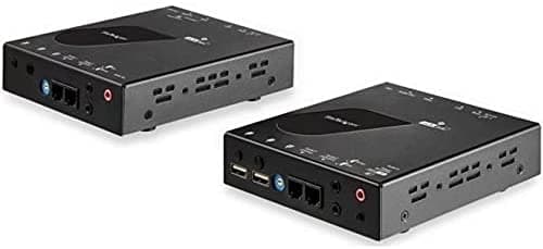 Startech.Com Extensor Kvm Hdmi A Través De Ip - 4K 30Hz Hdmi 2.0 Y Usb Sobre Ip Lan O Cat5E/Cat6 Ethernet (100M/330Ft) - Conmutador Kvm Remoto Transmisor/Receptor Extensor Kit (Sv565Hdip)