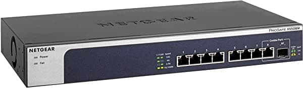 Netgear switch no administrado Ethernet de 8 puertos 10G Multi-Gigabit (XS508M) - con 1 SFP+ 10G SFP+ escritorio o montaje en rack y garantía limitada de por vida ‎XS508M-100NAS
