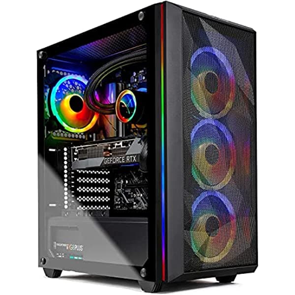 Skytech Chronos - Computadora De Escritorio Para Juegos - Amd Ryzen 5 5600X 3.7 Ghz Rtx 3060 Ssd Nvme De 1 Tb Ddr4 3200 Fuente De Alimentación Dorada De 600 W Wi-Fi Ac Windows 10 Home De 64 Bits ST-CHRONOS-0352-B-AM