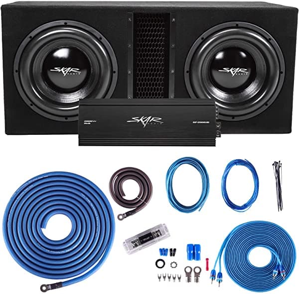 Skar Audio Paquete Completo De Graves De Subwoofer Dual De 12 Pulgadas 5.000 W Incluye Subwoofers En Caja De Puertos Con Amplificador EVL-2X12D4-RP-2000.1D-SKAR0ANL-CCA