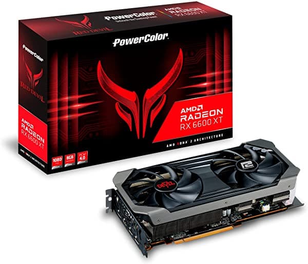 Powercolor Red Devil Amd Radeon Rx 6600 Xt - Tarjeta Gráfica Para Juegos Con Memoria Gddr6 De 8 Gb Alimentada Por Amd Rdna 2 Hdmi 2.1 AXRX 6600XT 8GBD6-3DHE/OC