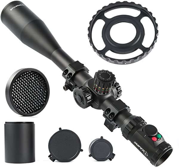 Sniper Kt 12-60X60 Sal Alcance Del Rifle De Largo Alcance 1.378 In Tubo Lateral Ajuste Paralaje Vidrio Grabado Retículo Rojo Verde Iluminado Con Anillos De Alcance