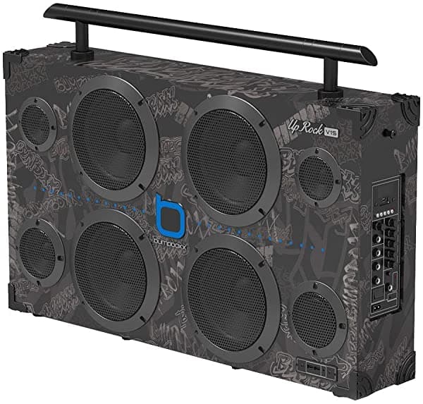 Bumpboxx Altavoz Portátil Bluetooth Boombox Uprock Graffiti Negro | Boombox Retro Con Altavoz Bluetooth | Batería De Litio Recargable | Incluye Micrófono Correa De Transporte Y Control Remoto