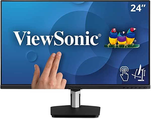 Viewsonic Td2455 24 Pulgadas 1080P Ips 10-Point Multi Monitor De Pantalla Táctil Con Doble Bisagra Ergonómica Usb C Hdmi Y Displayport Out Negro