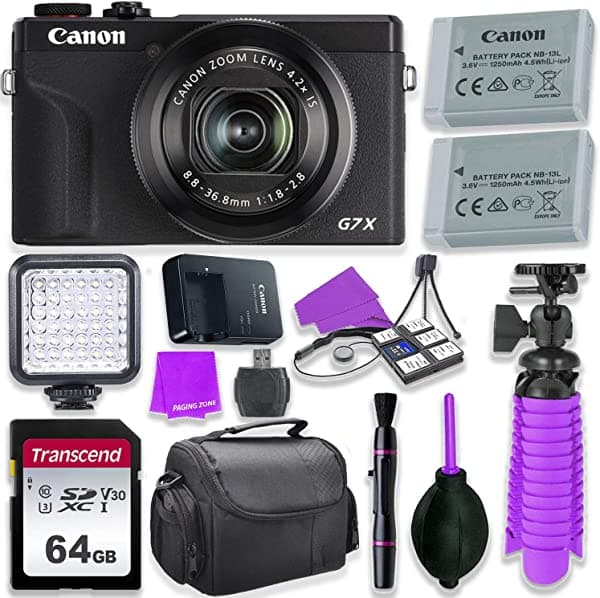 Canon Powershot G7 X Mark Iii Camara Sensor De 1 Pulgada Y Video 4K Wi-Fi & Bluetooth Video Negro Y Led Luz 64Gb Tarjeta De Memoria De Trascend De Bat
