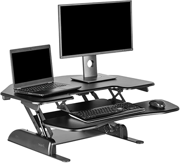 Altura Regulable Computadora De Pie Para Cubículos - Esquina De Varidesk Cubeta De 36 Negro 45007