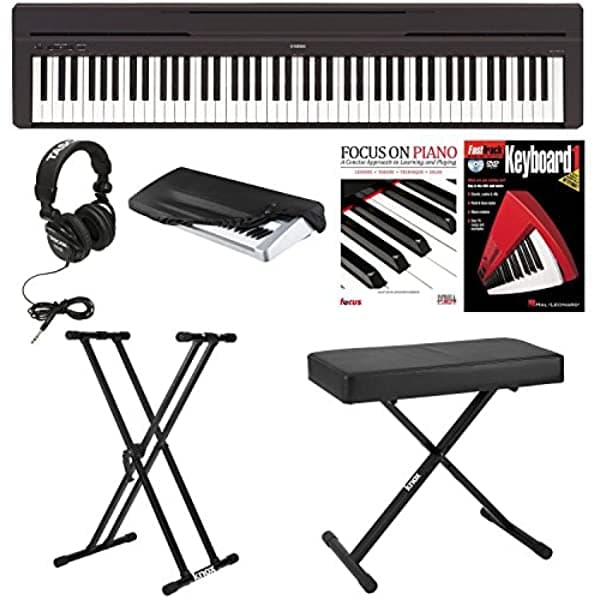 Yamaha P45B Piano Digital Con Soporte Knox Banco Knox Doble X Audífonos Funda Paquete Principiante Método Teclado Fasttrack AYAMP45BK2