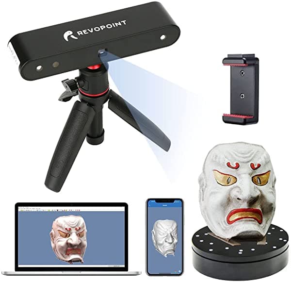 Revopoint Pop - Escáner 3D Con Tocadiscos De 0.012 In De Precisión De 8 Fps De Escritorio Y Modo De Escaneo Fijo De Mano/Automático Para Modos De Escaneo De Cara Y Cuerpo Para Impresión 3D A Color - A3 POP-A3