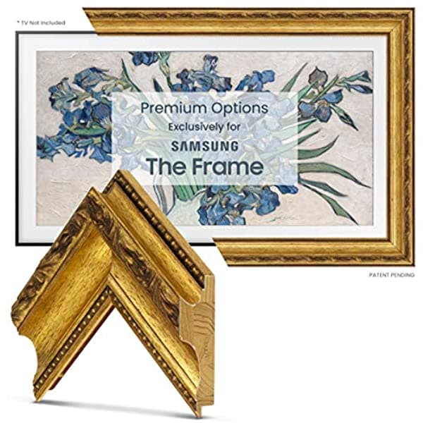 Marcos De Tv Deco - Marco Inteligente Dorado Adornado Solo Compatible Con Samsung The Frame Tv (55 Pulgadas Compatible Con Frame Tv 2021-2023) FRM-SF-D1009-55