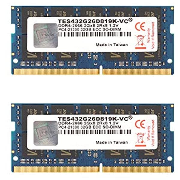 V-Color - Ddr4 So-Dimm Ecc (2 X 32 Gb 2666 Mhz (Pc4-21300) 2Rx8 Cl19 1.2 V (Tes432G26D819K-Vc)