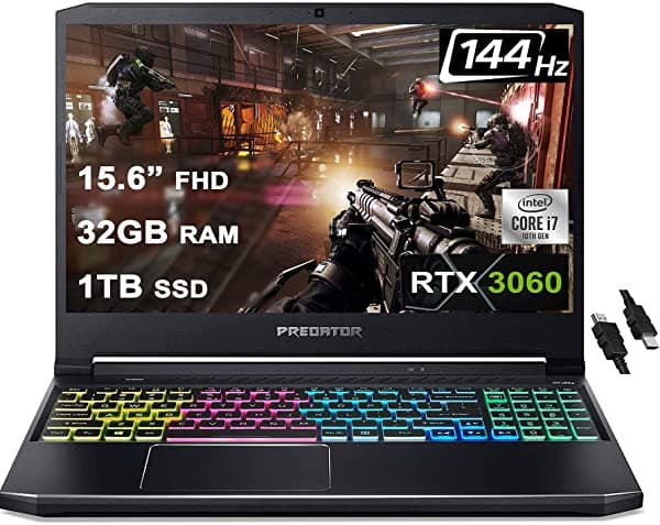 Acer Buque Insignia Predator Helios 300 Gaming Laptop 15.6 "Fhd Ips 144Hz 10Th Gen Intel 6-Core I7-10750H 32Gb Ram 1Tb Ssd Geforce Rtx 3060 6Gb Wifi6 Acer Predator Helios 300 i7