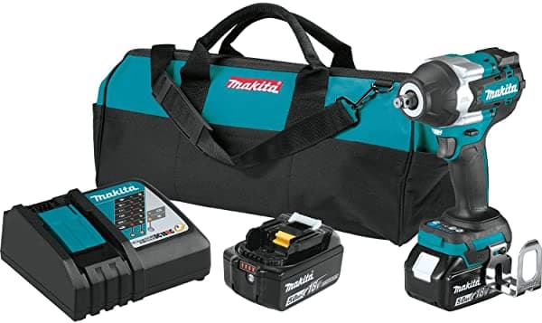 Makita Xwt17T 18V Lxt Litio-Ion Sin Escobillas Inalámbrico 4 Velocidades Par Medio De 1/2" Sq. Kit De Llave De Impacto Con Anillo De Fricción (5.0Ah)