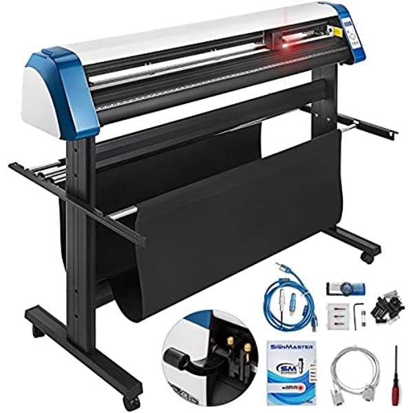 Vevor Cortador De Vinilo De 53 Pulgadas Máquina Cortadora De Vinilo Semiautomática Cortador De Impresora De Vinilo Posicionamiento Manual Corte De Letreros Con Soporte De Suelo Software Signmaster Vinyl Cutter
