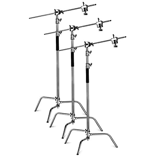 Neewer Soporte En C 100% De Acero Inoxidable (Paquete De 3) Soporte De Luz De Fotografía Profesional De Alta Resistencia Con Brazo De Extensión De 4.2 Pies Cabeza De Agarre Base De Tortuga Para Monoolight Caja De Luz Reflector Altura Máxima 10.5 Pies / 10.5 Ft 90090836