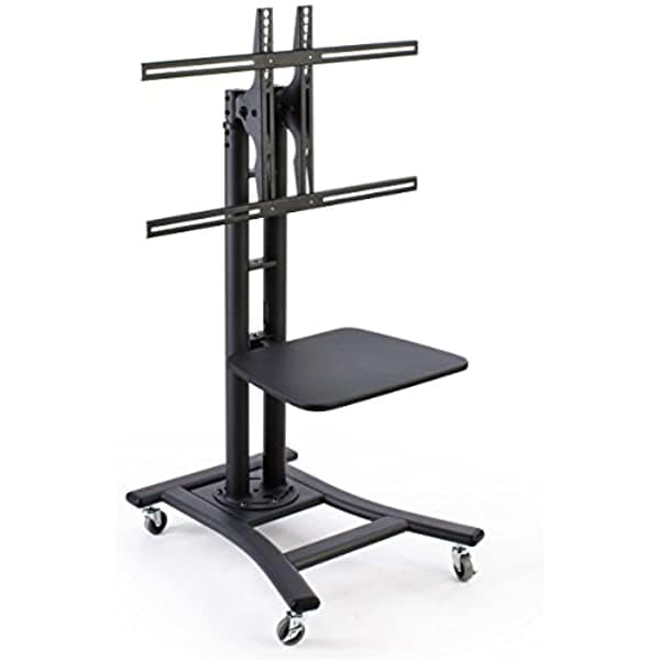 Displays2go Móvil Soporte Para Televisores De Visualización Plana De 37 A 70 Inch Monitor Altura Regulable Balda Incluido Color Negro 14546