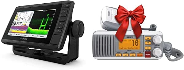 Garmin Echomap Uhd 74Cv & Uniden Um385 25 W De Montaje Fijo Marine Vhf Resistente Al Agua Ipx4 Con Triple Reloj Dsc Alerta Meteorológica De Emergencia/Noaa Color Blanco