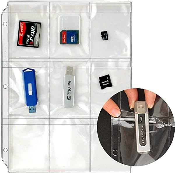 Storesmart - Páginas De Plástico - Tarjetas De Memoria (Sd) Y Unidades Flash - Carga Superior Con Solapas - Para Carpetas De 3 Anillos - 500 Unidades - (Rmstwpf-Memry-500)