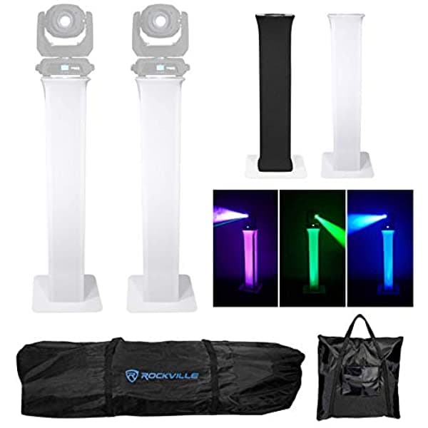 2) Rockville Rtp32W Tótem Móvil Cabeza Soportes De Luz+Negro+Blanco Scrims+Llevar Bolsas (2) RTP32W