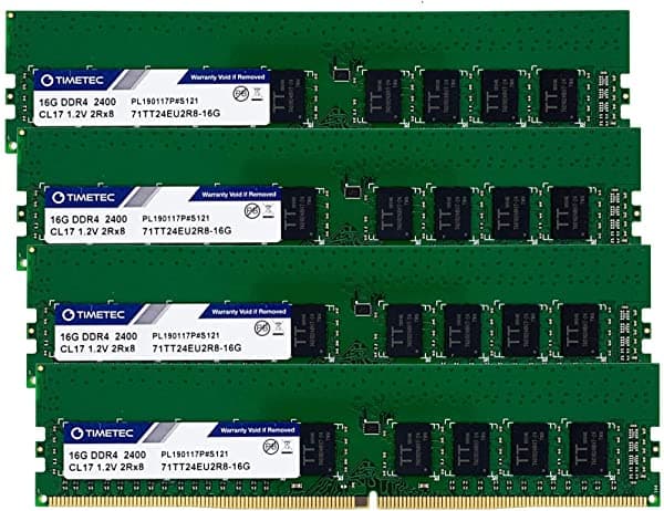 Timetec Hynix Ic 64Gb Kit 4X16Gb Ddr4 2400Mhz Pc4-19200 Ecc Sin Huellas 1.2V Cl1 7 2Rx8 Dual Rango 288 Pin Udimm Memoria Ram Módulo Actualización 64Gb