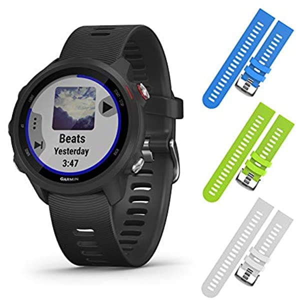 Garmin Forerunner 245 - Reloj Inteligente Para Correr Gps Con 3 Correas Wearable4U (Música Negra 010-02120-20 Azul/Lima/Blanco)