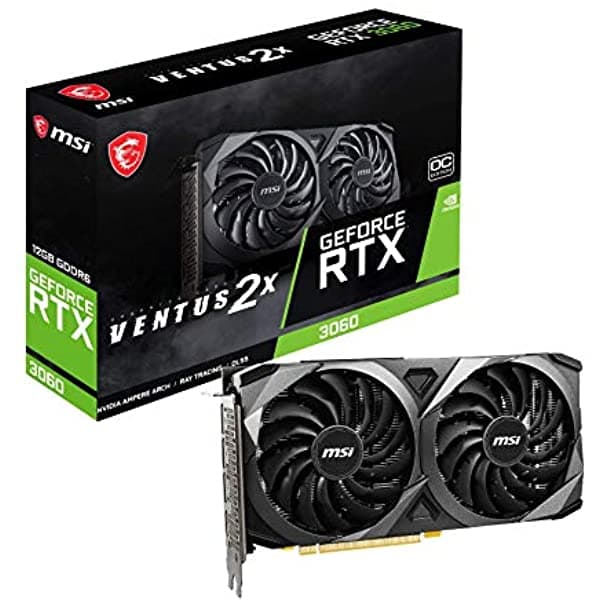 Msi Tarjeta Gráfica Geforce Rtx 3060 12Gb 15 Gbps Gdrr6 192-Bit Hdmi/Dp Pcie 4 Torx Twin Fan Ampere Oc (Ventus 2X 12G Oc) GeForce RTX 3060 VENTUS 2X 12G OC