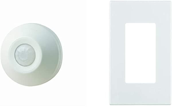 Leviton Odc0S-I1W Sensor De Ocupación De Montaje En Techo Y Relé De Conmutación 1000 Vatios 120 V Con Placas De Pared Sin Tornillos Paquete De 6