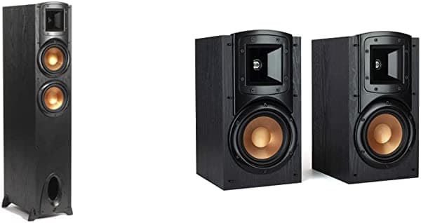 Klipsch Synergy Black Label F-200 - Altavoz De Pie Y Altavoz Synergy Black Label B-200 Con Tecnología Patentada De Bocina Un Woofer De Alto Rendimiento De 5.25 Pulgadas Y Un Tweeter Dinámico De 0.75 Pulgadas