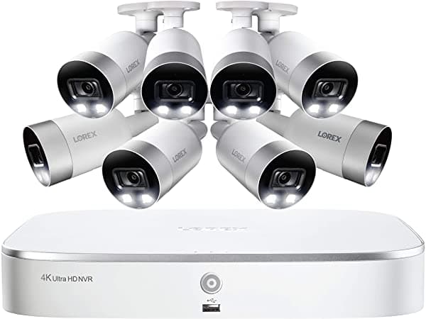 Lorex Smart 4K Uhd Sistema De Seguridad De Disuasión Activa Para Interiores Y Exteriores 8 Cámaras Bala 4K Ultra Hd Con Detección De Movimiento Inteligente | Visión Nocturna De Color Y Hogar Inteligente (Paquete De 8) - Incluye 2 Tb 8 Canales 4K Nvr TN81828B8