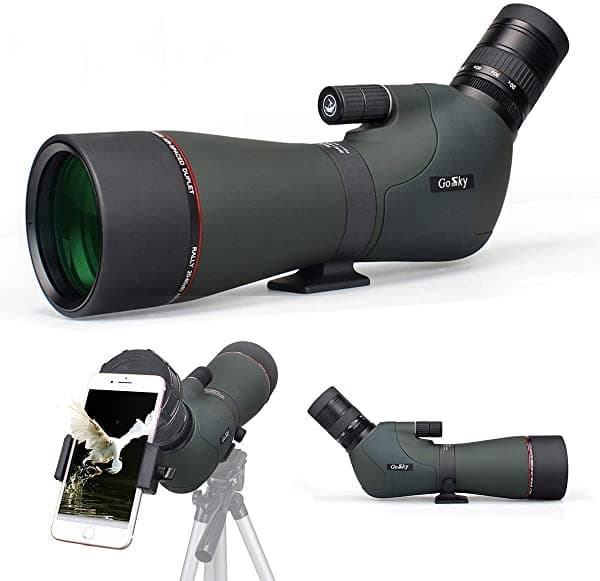 Gosky Alcance De Enfoque Dual De 20 A 60 X 80 - Ámbito De Zoom Óptico Hd Impermeable Con Funda De Transporte Y Adaptador Para Smartphone Para Caza Observación De Aves Disparos Paisajes Astronómicos SP-DUAL206080HD