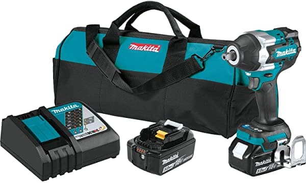 Makita XWT18T 18V LXT Litio-Ion Sin Escobillas Inalámbrico De 4 Velocidades De Par Medio 1/2" Sq. Drive Kit De Llave De Impacto Con Yunque Con Retén (5.0Ah)