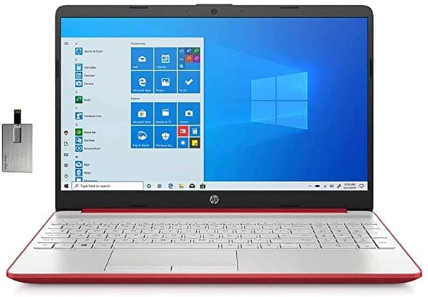 Notebook HP Pavilion 15.6" HD 2021 Procesador Intel De Doble Núcleo Pentium 16 GB RAM 512 GB SSD Cámara Web HD Intel UHD Graphics 605 Bluetooth USB-C Windows 10 S Rojo Tarjeta USB Snowbell De 32 GB