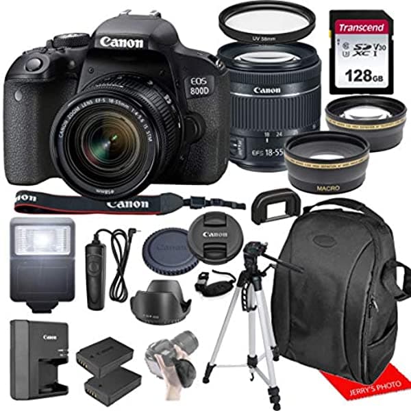 Canon Eos 800D / Rebel T7I Con Canon Ef-S De 0.709-2.165 In F/4-5.6 Es Lente De Zoom Stm Y Paquete De Accesorios Profesionales Con Tarjeta De Memoria De 128 Gb Y Funda De Mochila Y Batería De Repuesto Y Más
