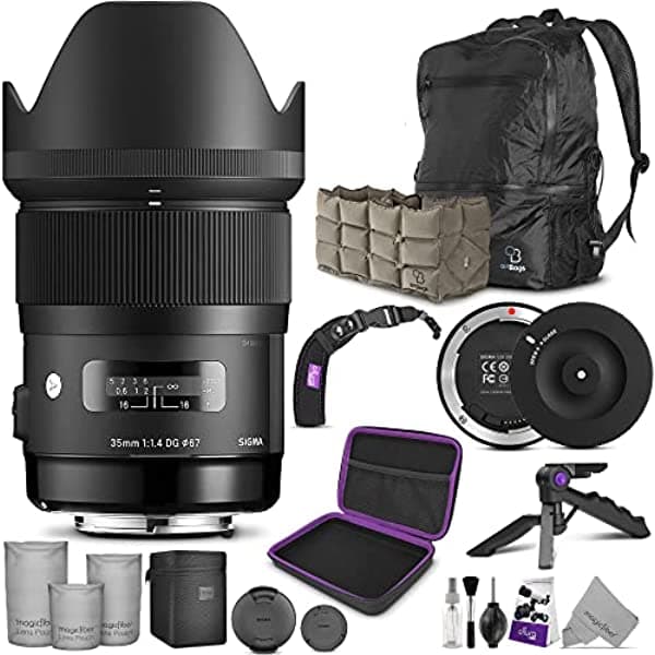 Sigma - Lente De 1.378 In F1.4 Art Dg Hsm Para Cámaras Dslr Canon + Sigma Usb Dock Con Altura Photo Essential Accesorio Y Paquete De Viaje Sigma 35mm F1.4
