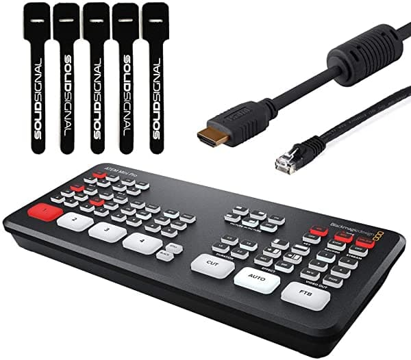 Blackmagic Design ATEM Mini Pro Bundle con Switcher HDMI para Transmisión en Vivo, Cable HDMI de 6', Cable Cat5e de 7' y 5 Tie Cables SWATEMMINIBPR-BUNDLE