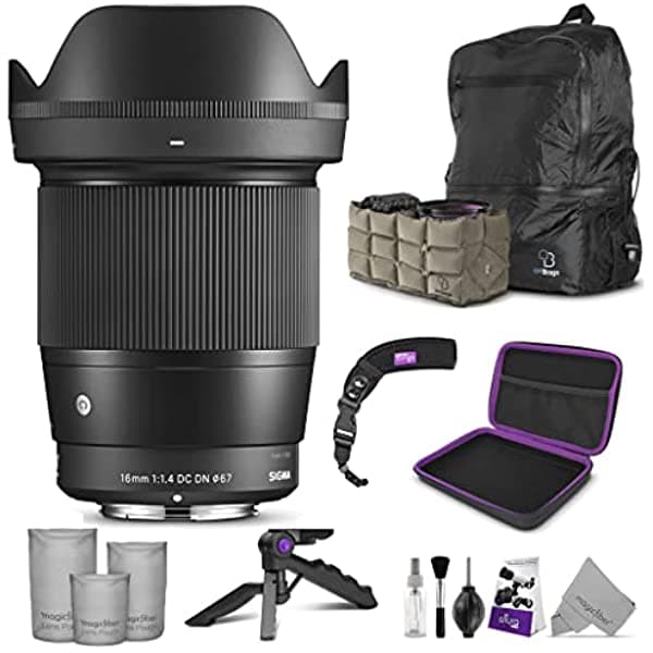 Sigma 16mm f/1.4 DC DN Lente Contemporary para Canon EF-M con Accesorios Esenciales y Pack de Viaje Sigma 16mm f/1.4 for Canon